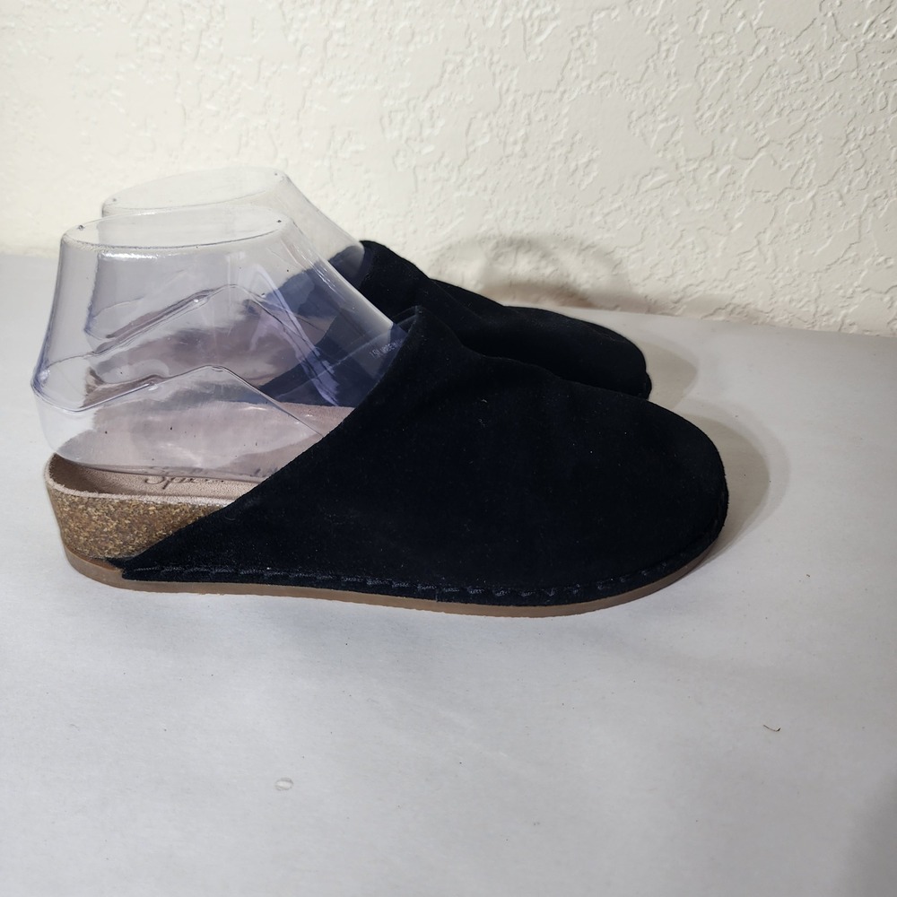Splendid‎ Casey Black Suede Clogs Mules Cork Sole SD0CAS01 Womens 7.5M